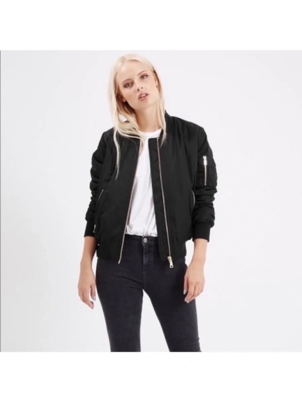 Topshop MA1 Bomber Jacket Black US 4